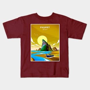 Phuket Thailand Vintage Abstract Travel Advertising Print Kids T-Shirt